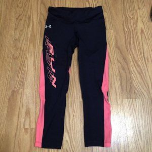 Under Armour Run Womens Compression tights Blue/Pink Size XP/TG Logo Heat Gear